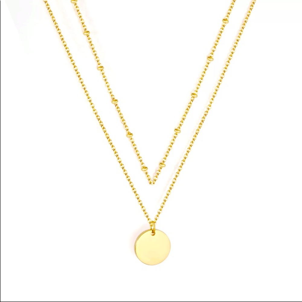 NWT gold plated layered pendent chain necklace